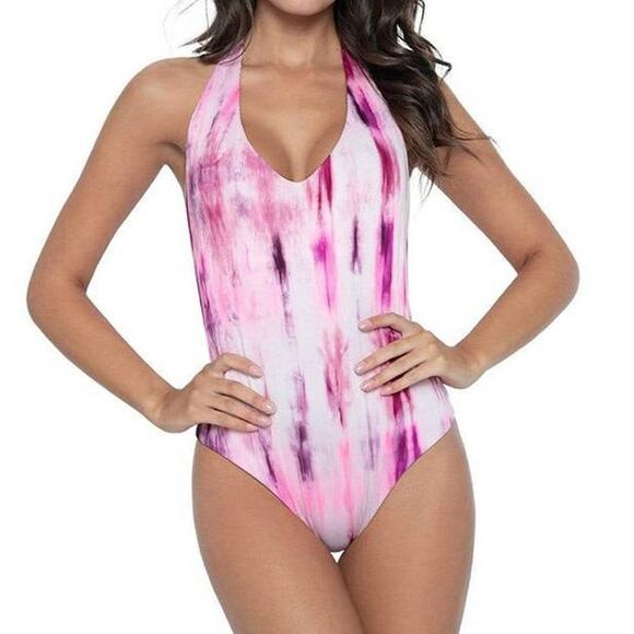 Pily Q PQ Avery Ribbed Halter One Piece in Spell Tie Dye SPE-557P Medium M NEW - Picture 1 of 5